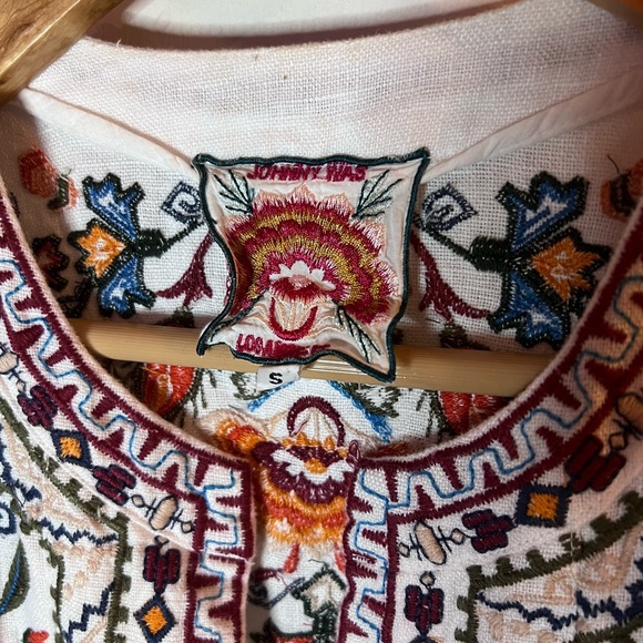 Johnny Was | Izamal Crop Jacket Embroidered 100% Linen w/ Pockets - Picture 12 of 15